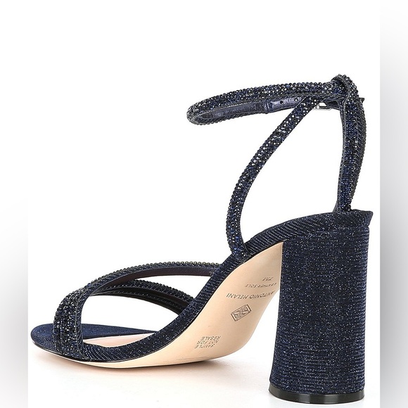 Blue Rhinestone Block Heels - Picture 3 of 15